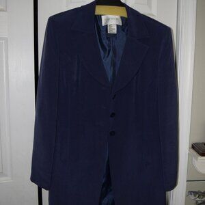 Hugo Buscati Collection 100% Silk Jacket and Skirt - Size 12 - Dark Blue